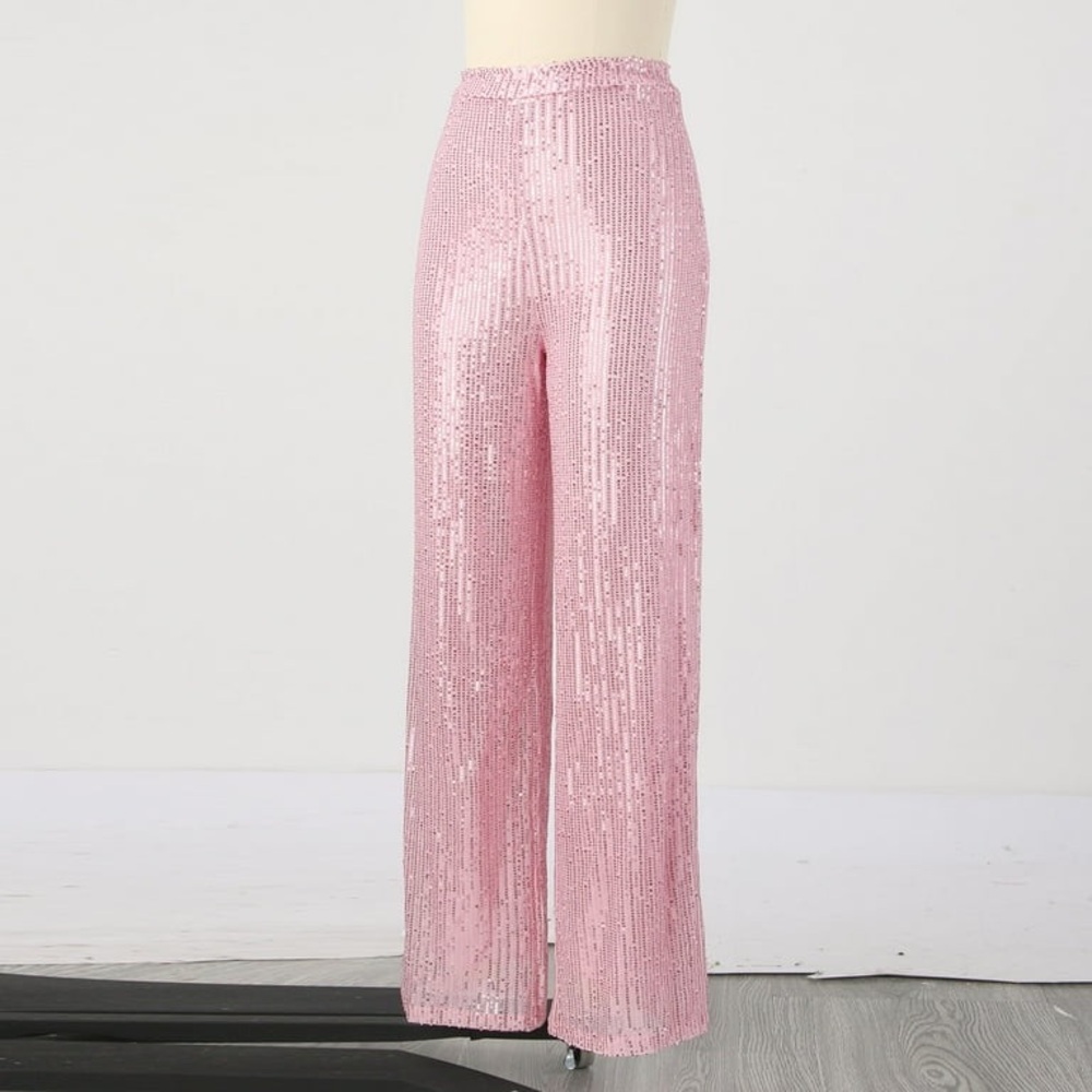 Glamorous Pink Sequin Wide Leg Pants